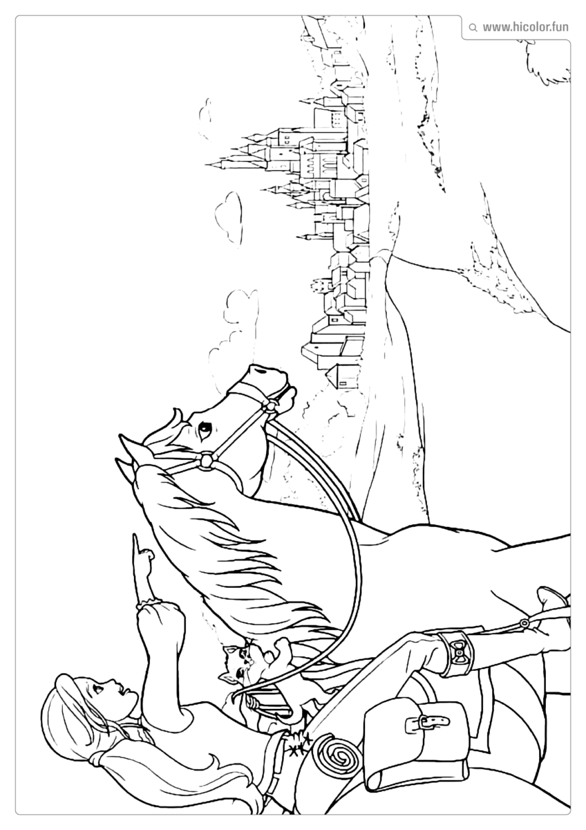 BARBIE COM CAVALO PARA COLORIR