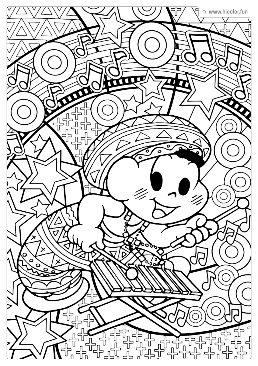 CASCãO TURMA DA MONICA PARA COLORIR