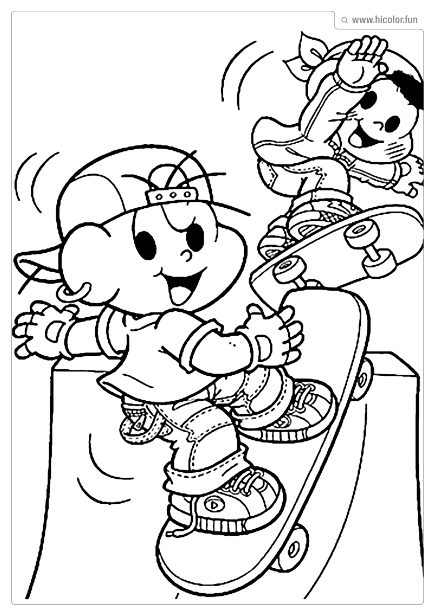 CEBOLINHA E CASCAO PARA COLORIR SKATE PARA IMPRIMIR