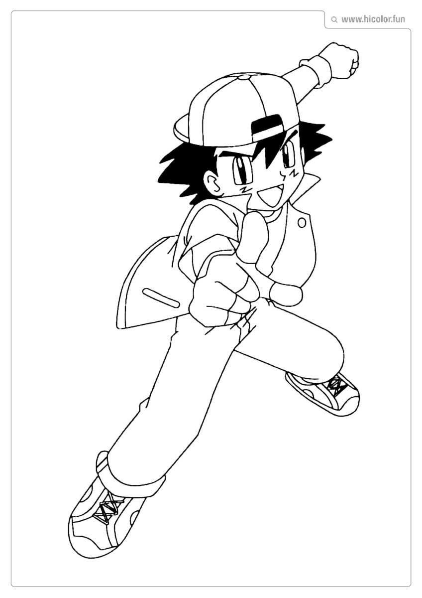 DESENHO ASH POKEMON PARA COLORIR