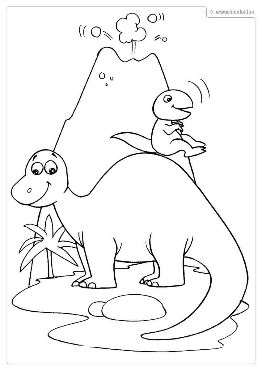 DESENHO DE DINOSSAURO PARA COLORIR BRAQUIOSSAURO BEBê ESCORRENGANDO NA MãE PARA IMPRIMIR