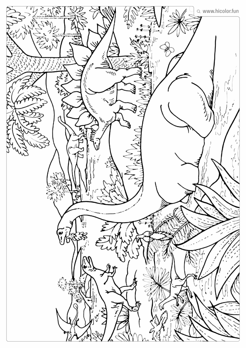 DESENHO DE DINOSSAURO PARA COLORIR BRAQUIOSSAURO CAMINHANDO EM BANDO PARA IMPRIMIR