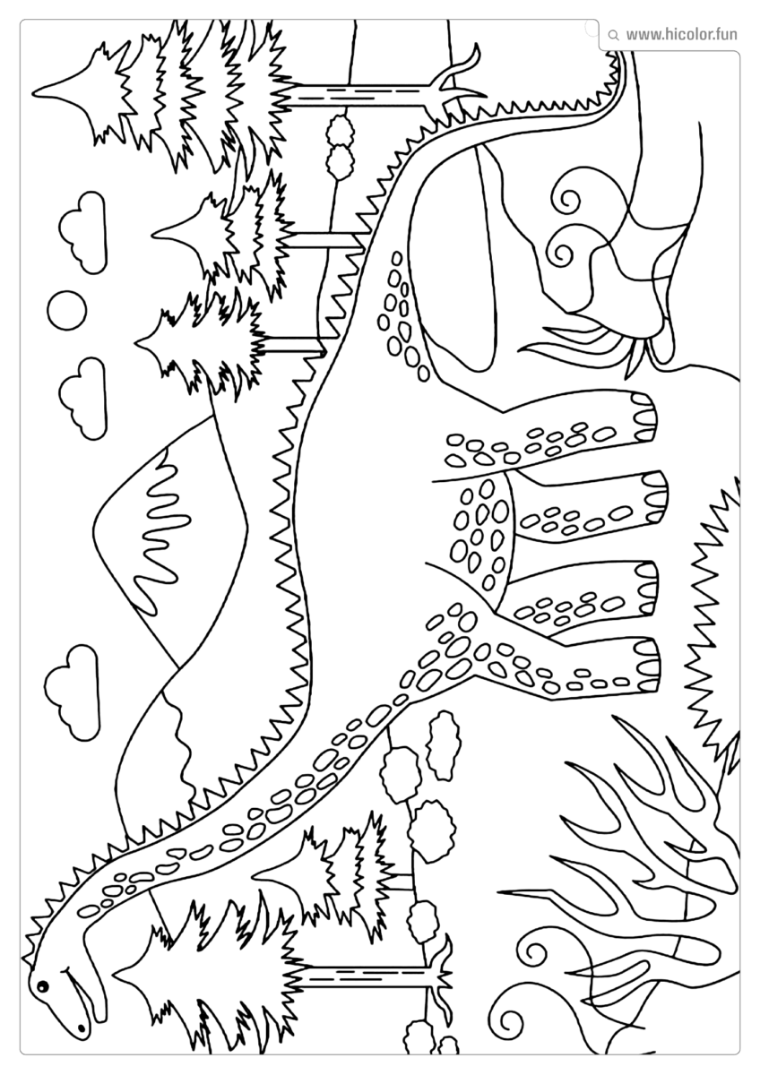 DESENHO DE DINOSSAURO PARA COLORIR DIPLODOCO CAMINHANDO PARA IMPRIMIR