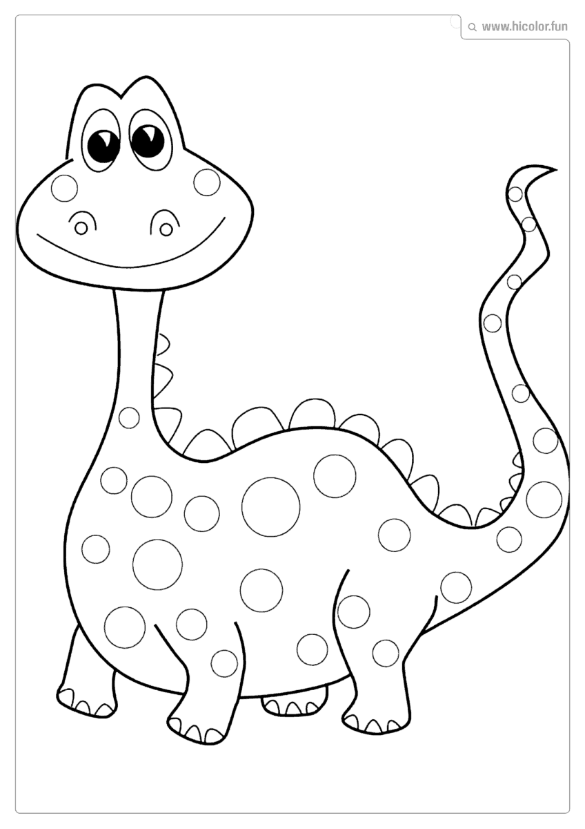 DESENHO DE DINOSSAURO PARA COLORIR PESCOçUDO COM BOLINHAS PARA IMPRIMIR