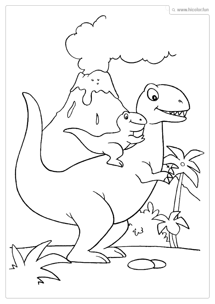DESENHO DE DINOSSAURO PARA COLORIR T REX BEBê NAS COSTAS DO PAI PARA IMPRIMIR