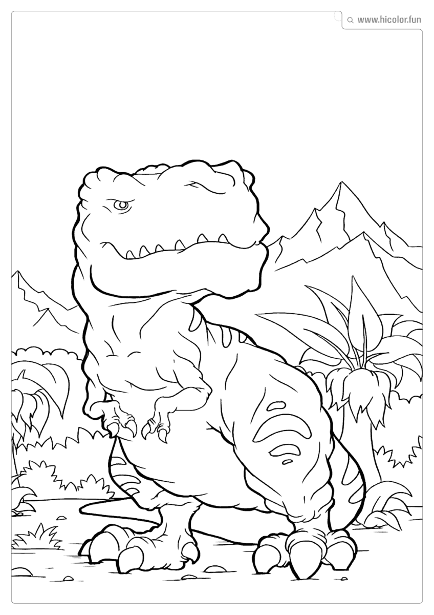 DESENHO DE DINOSSAURO PARA COLORIR T REX CAçANDO PARA IMPRIMIR