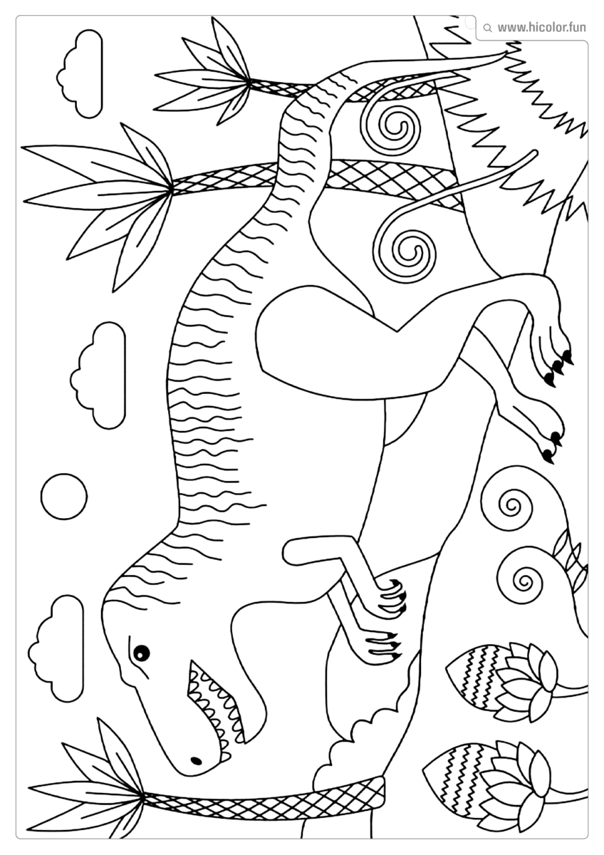 DESENHO DE DINOSSAURO PARA COLORIR T REX NA FLORESTA PARA IMPRIMIR