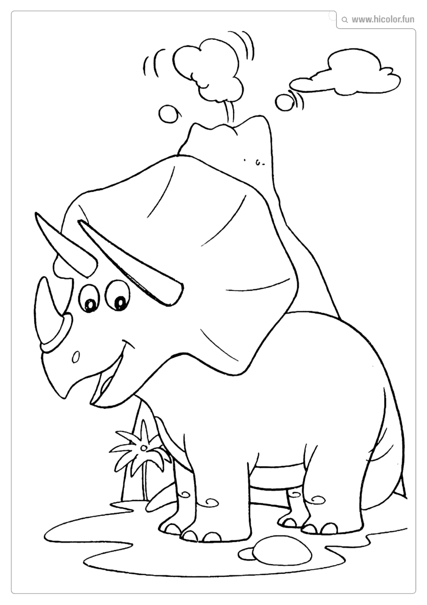 DESENHO DE DINOSSAURO PARA COLORIR TRICERATOPE SORRIDENTE PARA IMPRIMIR