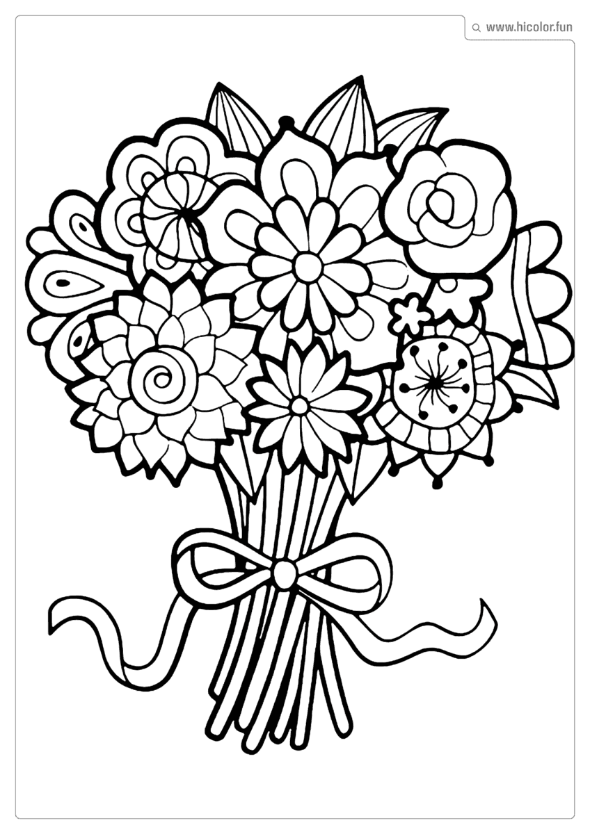 DESENHO DE FLOR PARA COLORIR BUQUê DE FLORES PARA IMPRIMIR