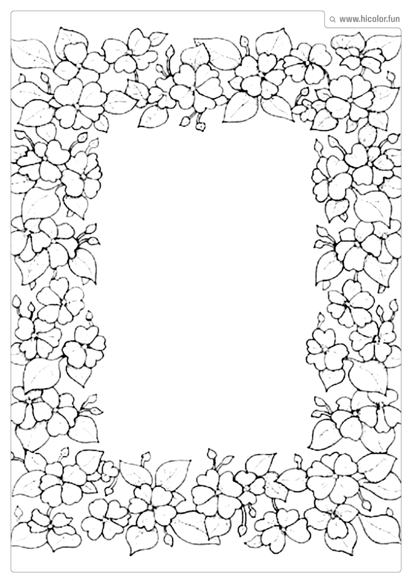 DESENHO DE FLOR PARA COLORIR MOLDURA DE FLORES E FOLHAS PARA IMPRIMIR