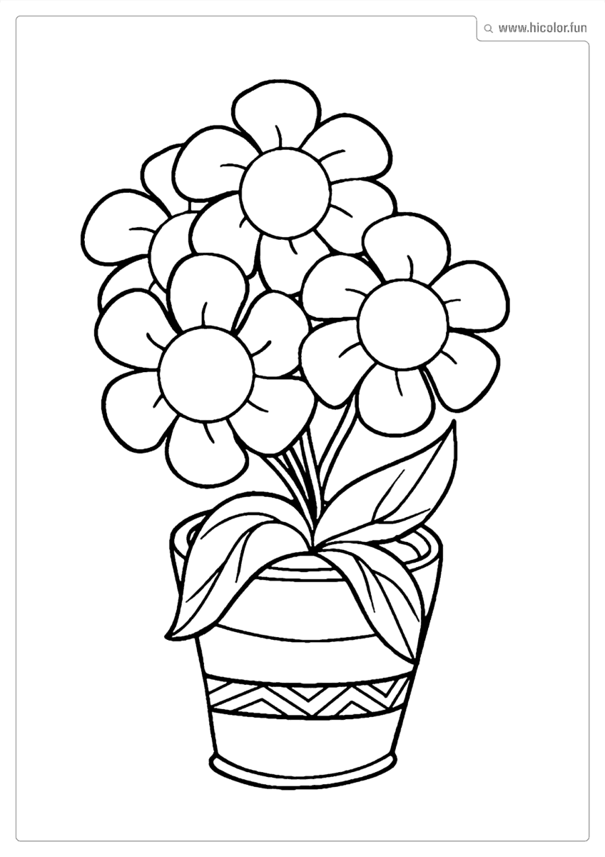 DESENHO DE FLOR PARA COLORIR VASO DE FLORES GRANDE PARA IMPRIMIR