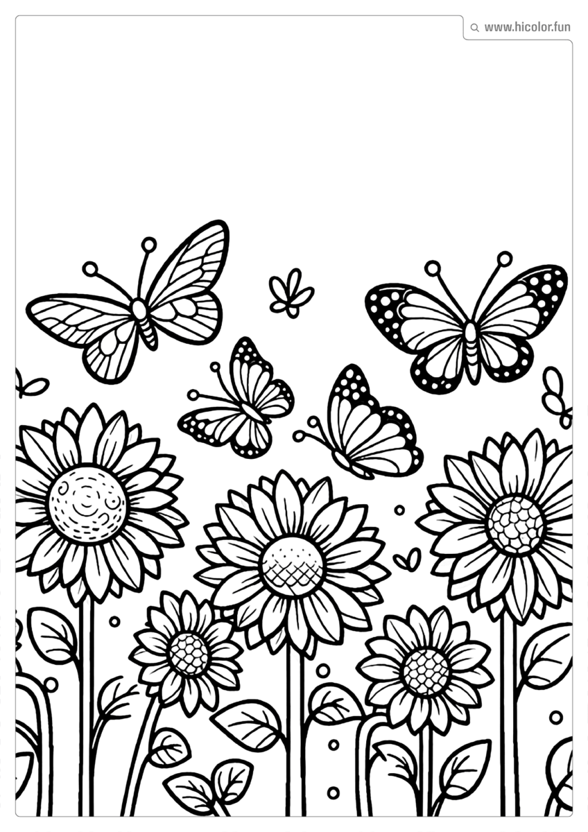 DESENHO DE FLORES E BORBOLETAS PARA COLORIR E IMPRIMIR