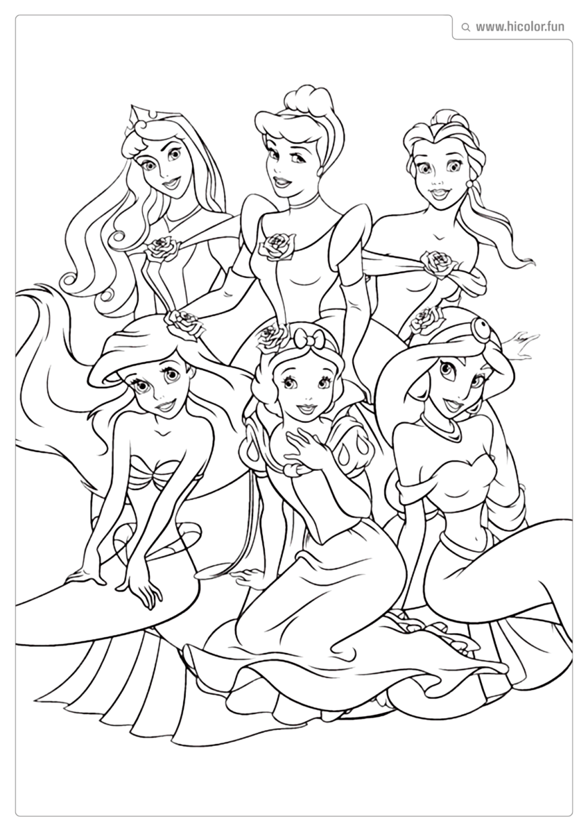 DESENHO DE TODAS AS PRINCESAS DA DISNEY PARA COLORIR