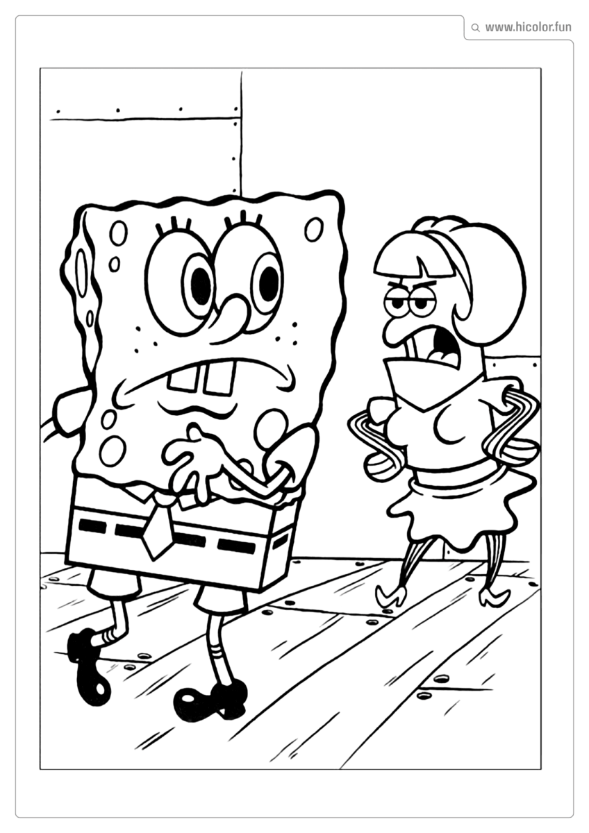 DESENHO DO BOB ESPONJA CALçA QUADRADA PARA COLORIR
