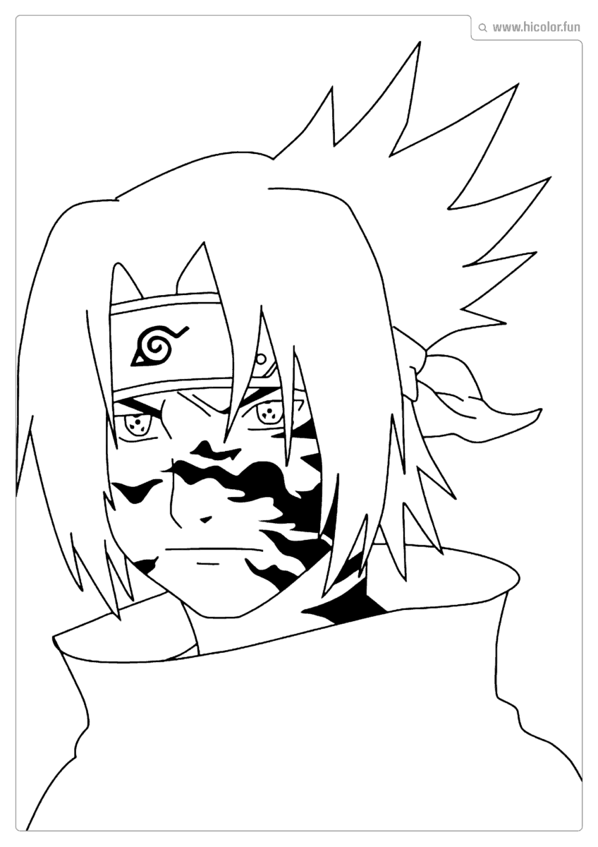 DESENHO DO SASUKE COM A MARCA DA MALDIçãO PARA PINTAR