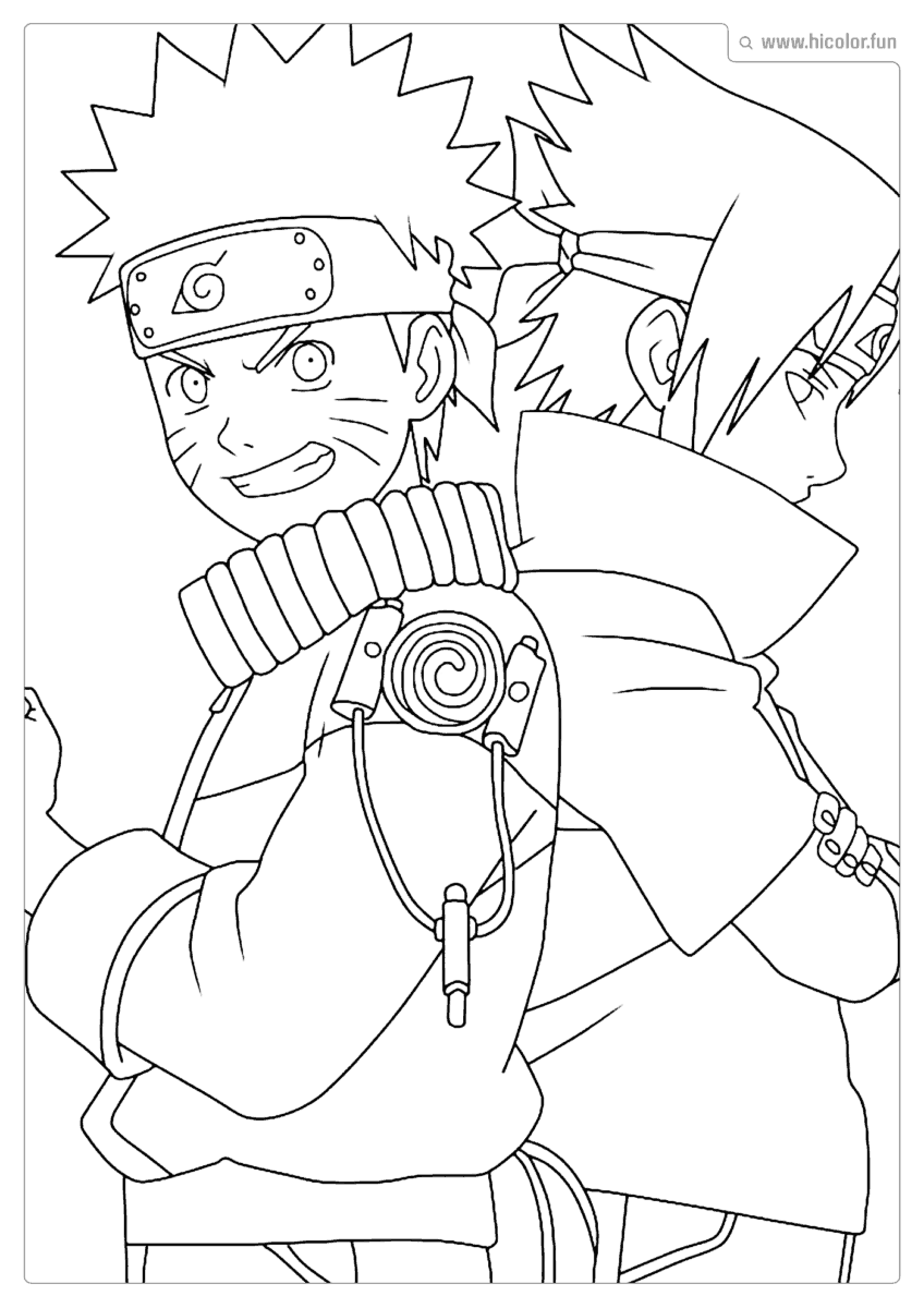 DESENHO DO SASUKE JUNTO COM NARUTO PARA COLORIR