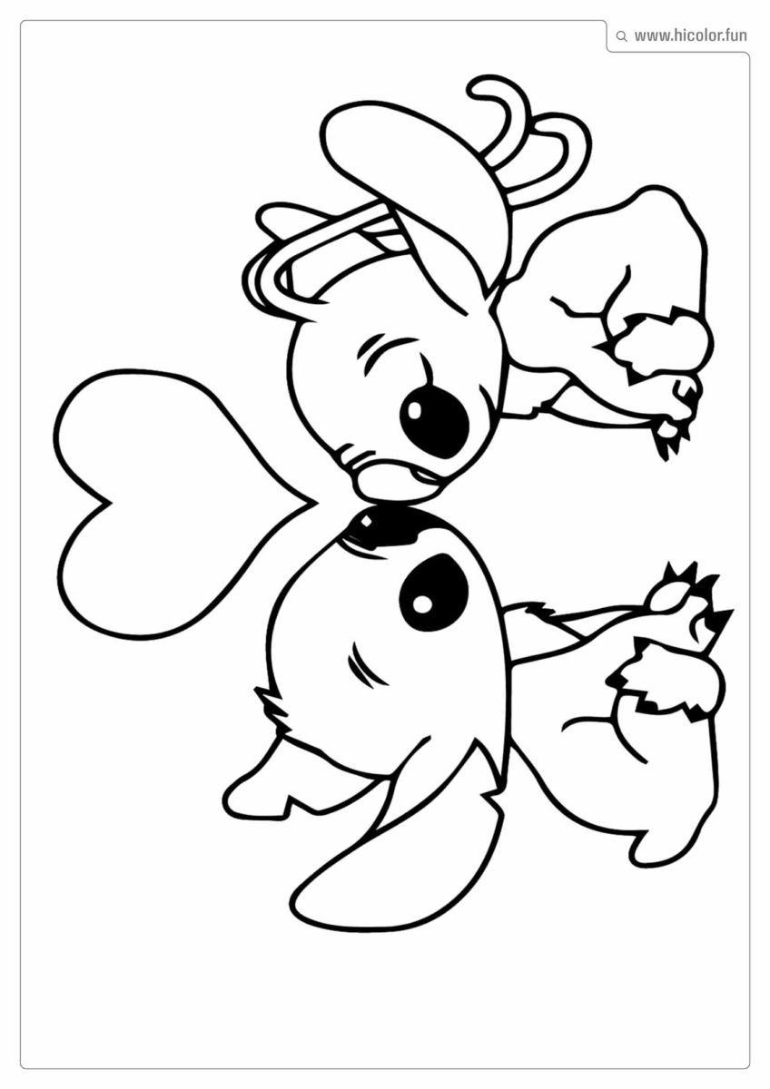 DESENHO DO STITCH E ANGEL COLORIR