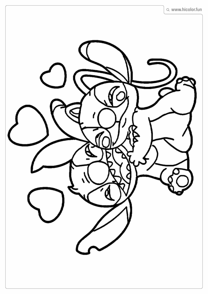 DESENHO DO STITCH E ANGEL PARA COLORIR