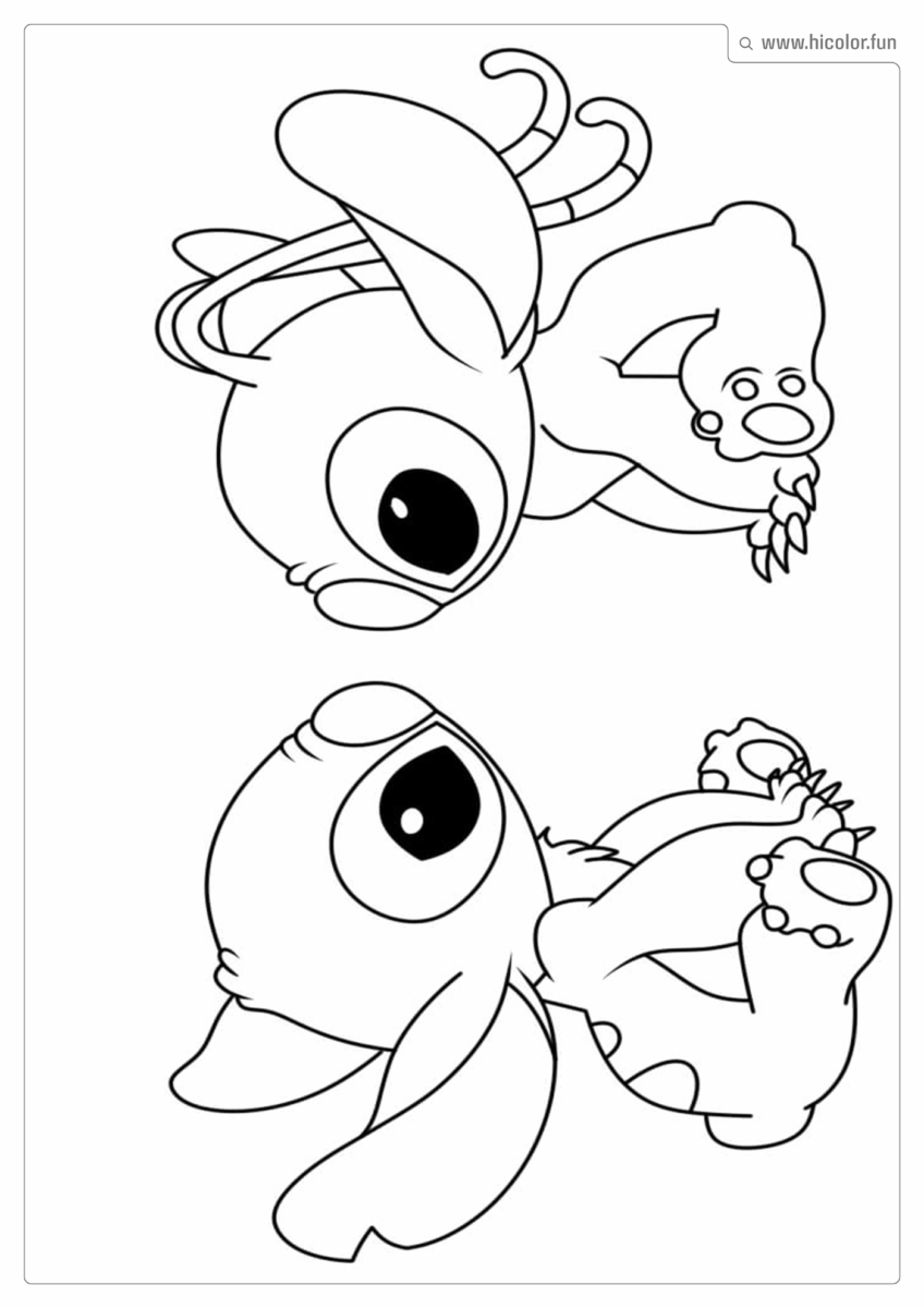 DESENHO DO STITCH E ANGEL PARA PINTAR