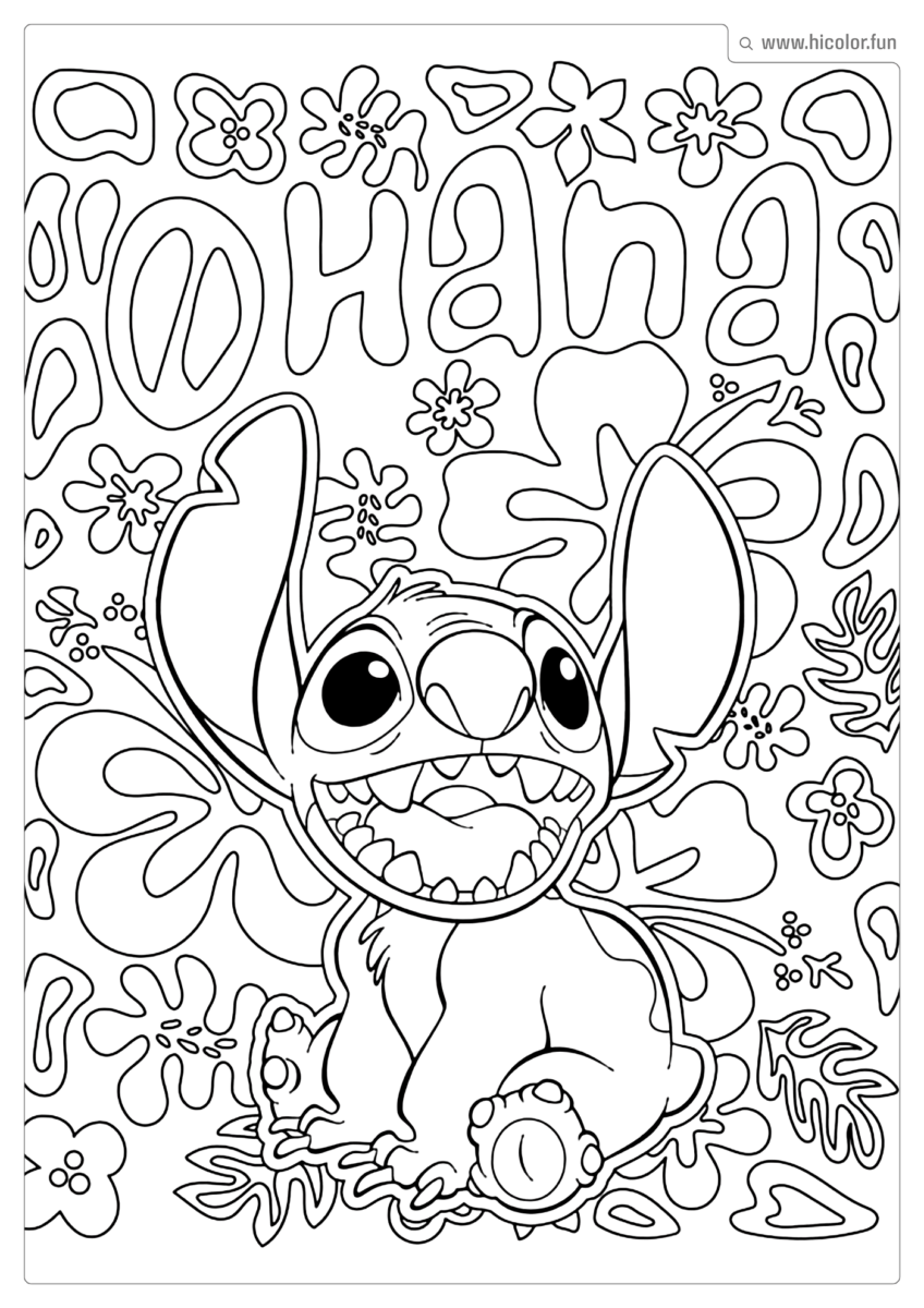 DESENHO OHANA LILO E STITCH PARA COLORIR