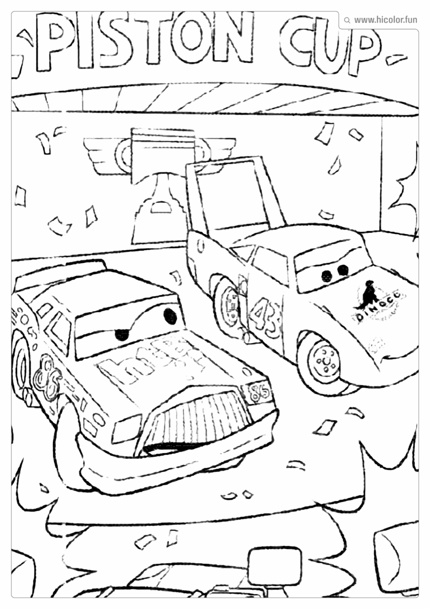 DESENHO PARA COLORIR CARROS DISNEY COPA PISTãO