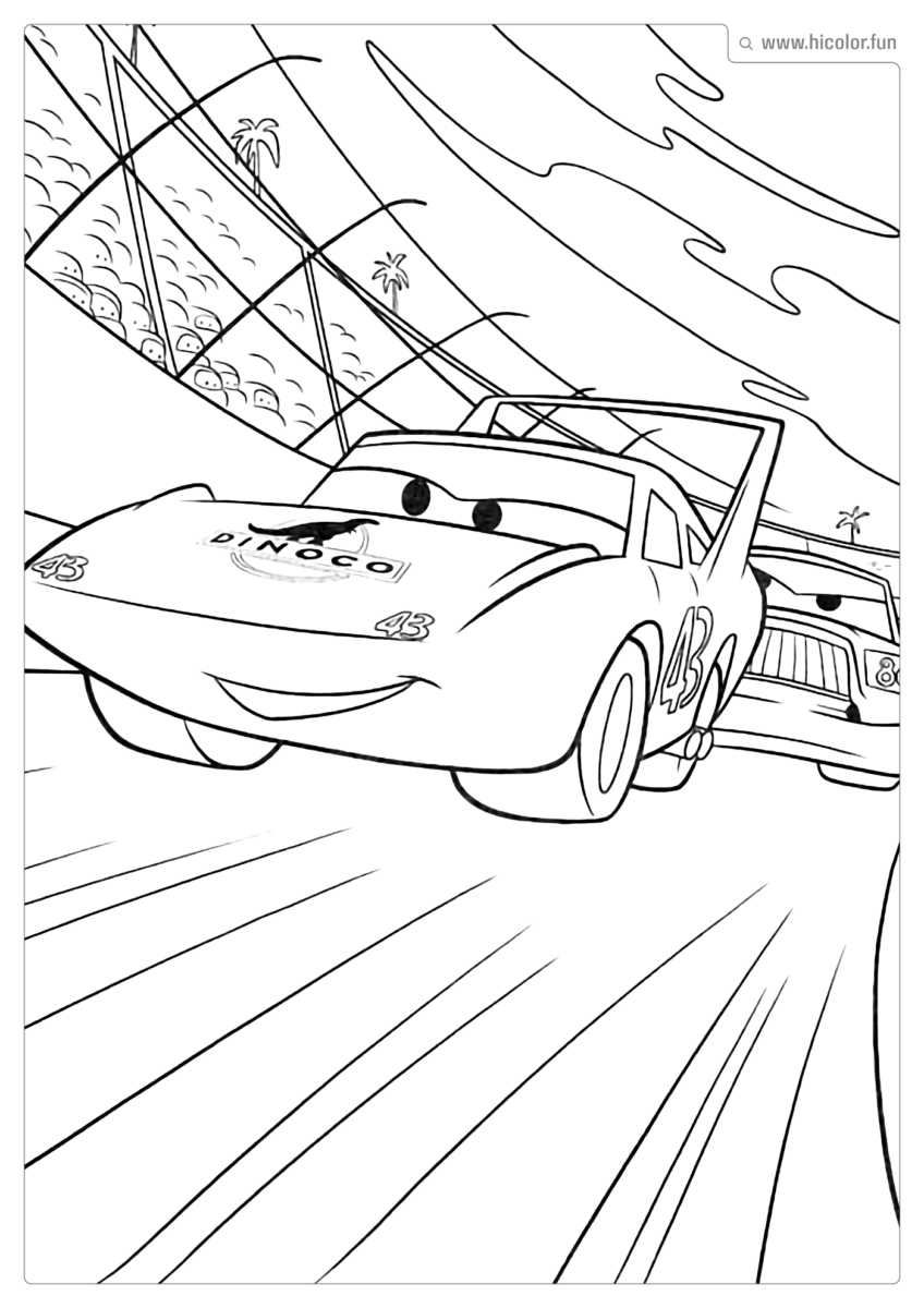 DESENHO PARA COLORIR CARROS DISNEY CORRIDA DINOCO