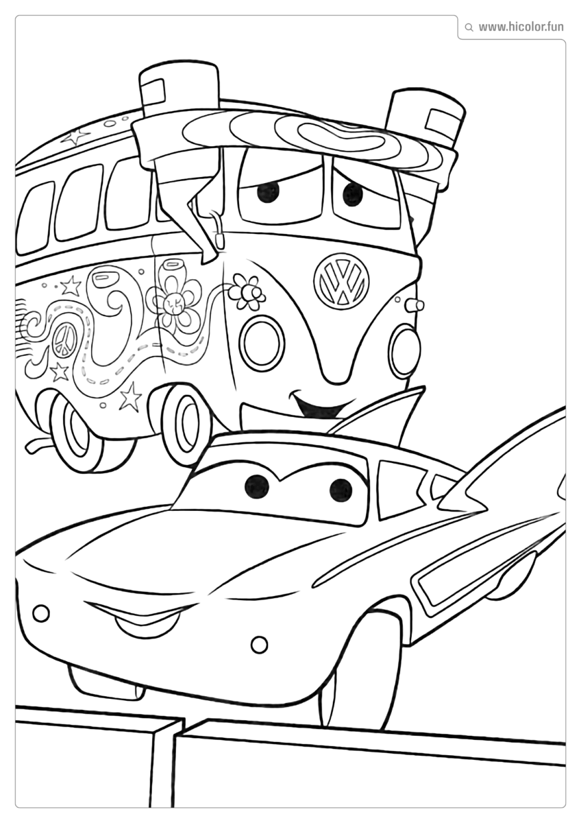 DESENHO PARA COLORIR CARROS DISNEY FILMORE E FLO