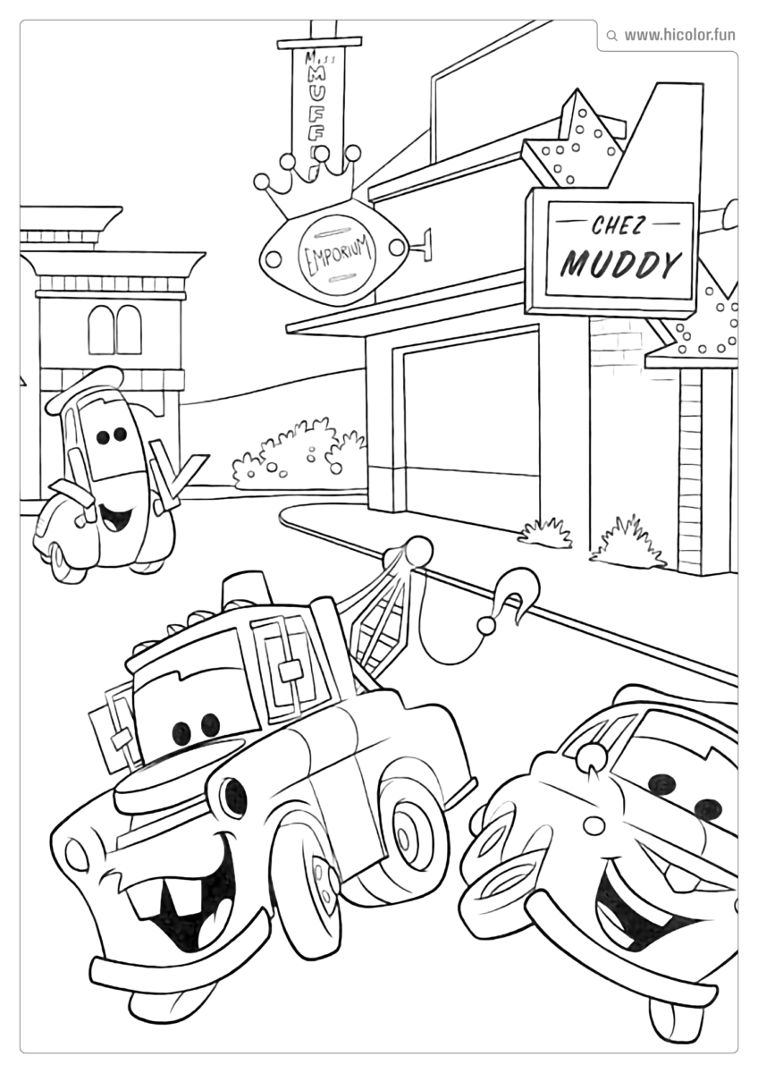DESENHO PARA COLORIR CARROS DISNEY GUIDO MATE E LUIGI