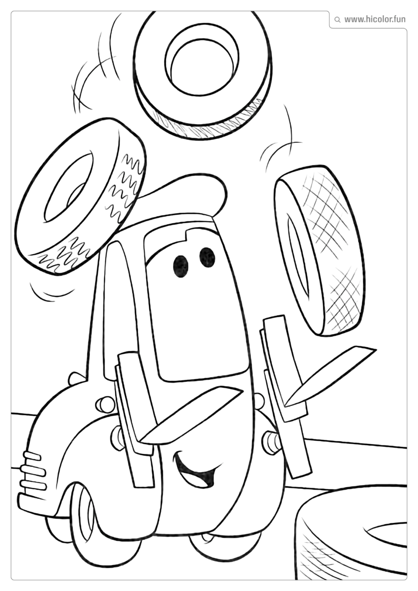 DESENHO PARA COLORIR CARROS DISNEY GUIDO