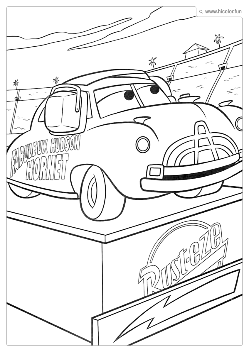 DESENHO PARA COLORIR CARROS DISNEY HUDSON HORNET