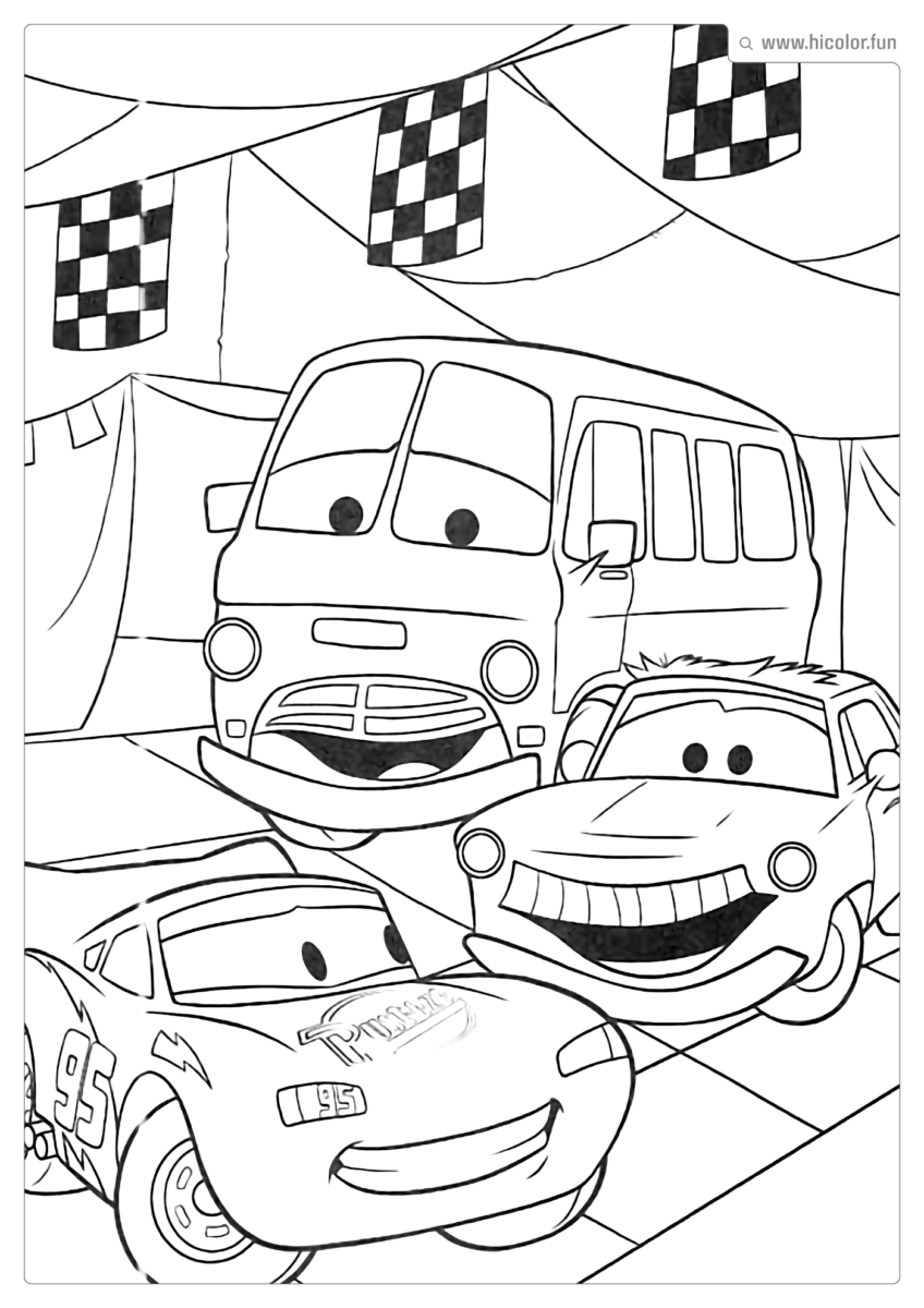 DESENHO PARA COLORIR CARROS DISNEY HUSTEASY