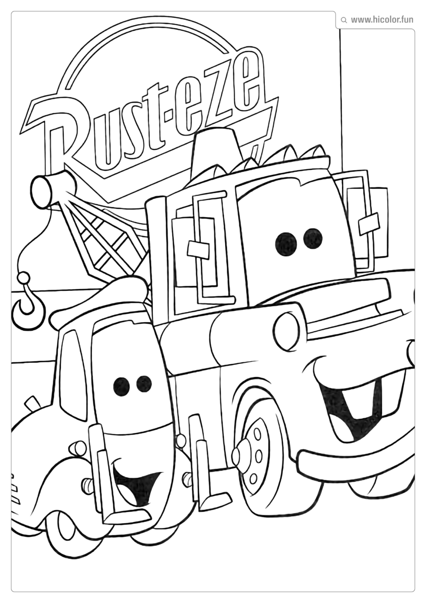 DESENHO PARA COLORIR CARROS DISNEY MATE E GUIDO