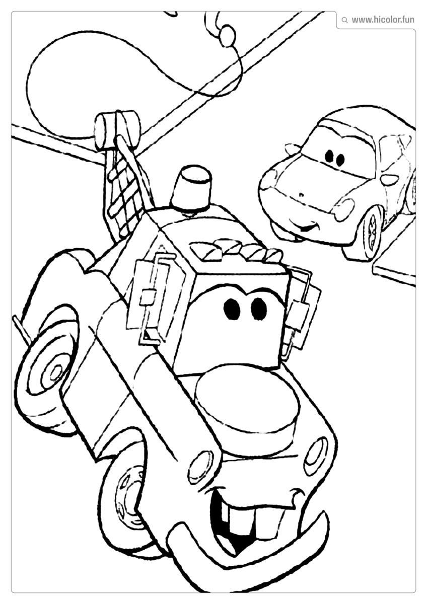 DESENHO PARA COLORIR CARROS DISNEY MATE E SALLY