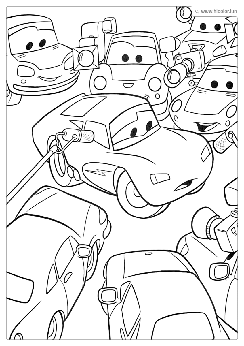 DESENHO PARA COLORIR CARROS DISNEY MCQUEEN DANDO ENTREVISTA