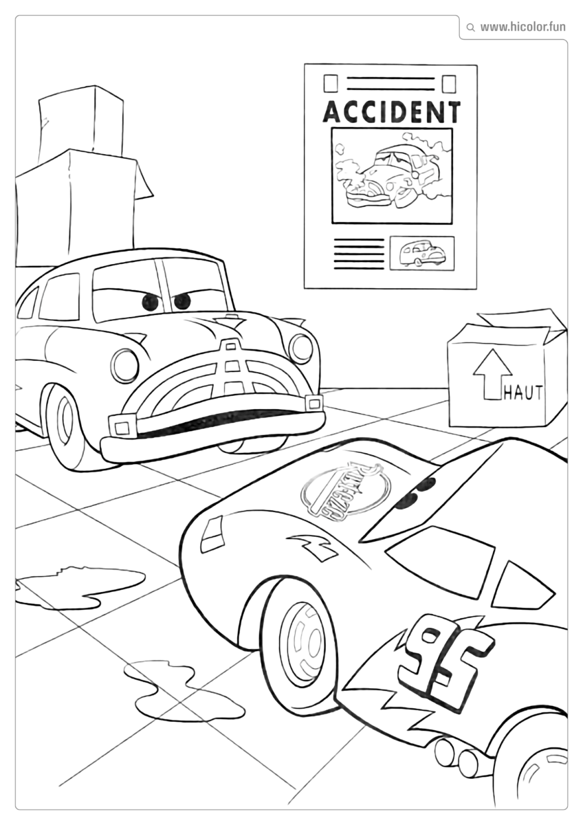DESENHO PARA COLORIR CARROS DISNEY RELAMPAGO E DOC HUDSON
