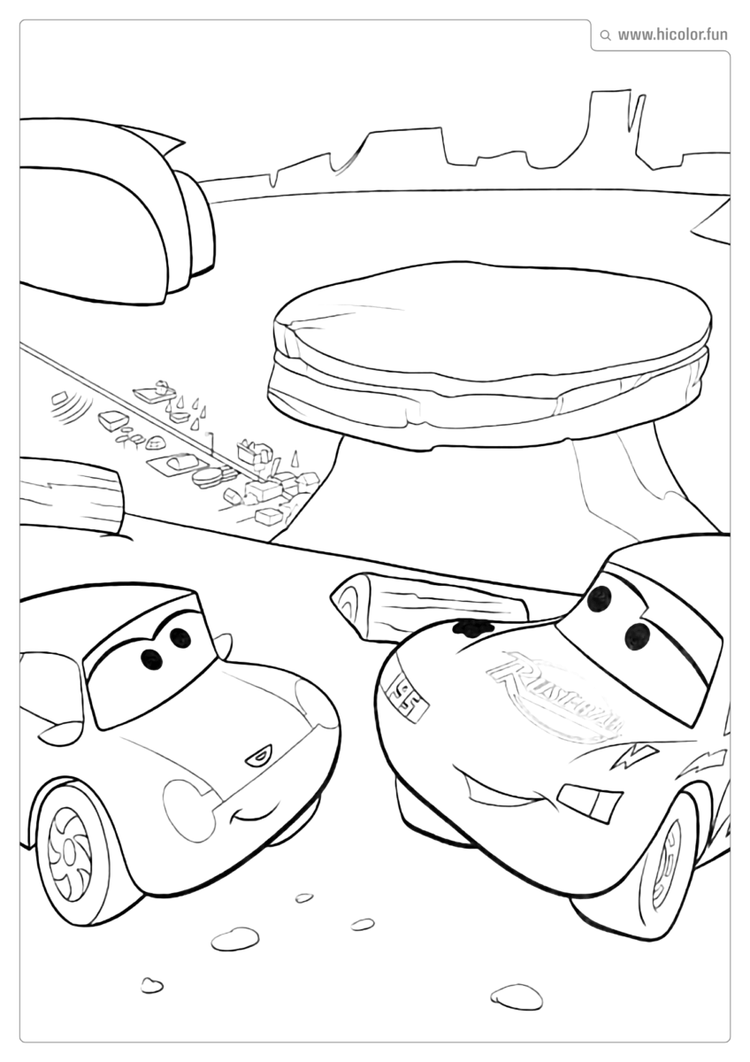 DESENHO PARA COLORIR CARROS DISNEY RELAMPAGO E SALLY
