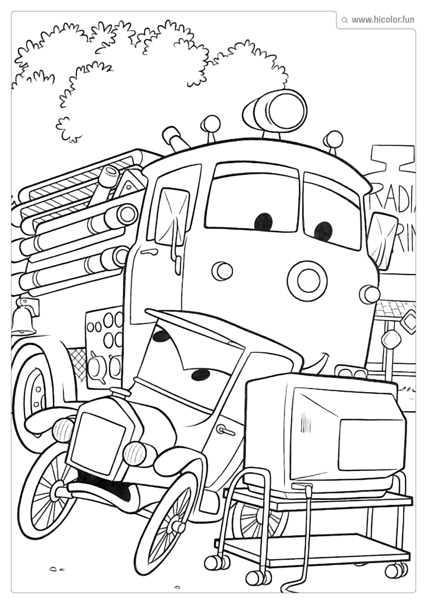 DESENHO PARA COLORIR CARROS DISNEY RUIVO CAMINHãO DE BOMBEIRO