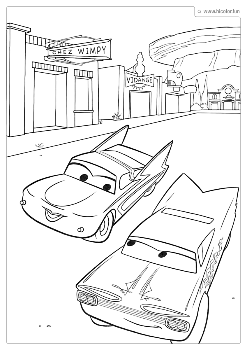 DESENHO PARA COLORIR CARROS DISNEY SALLY E RELAMPAGO MCQUEEN