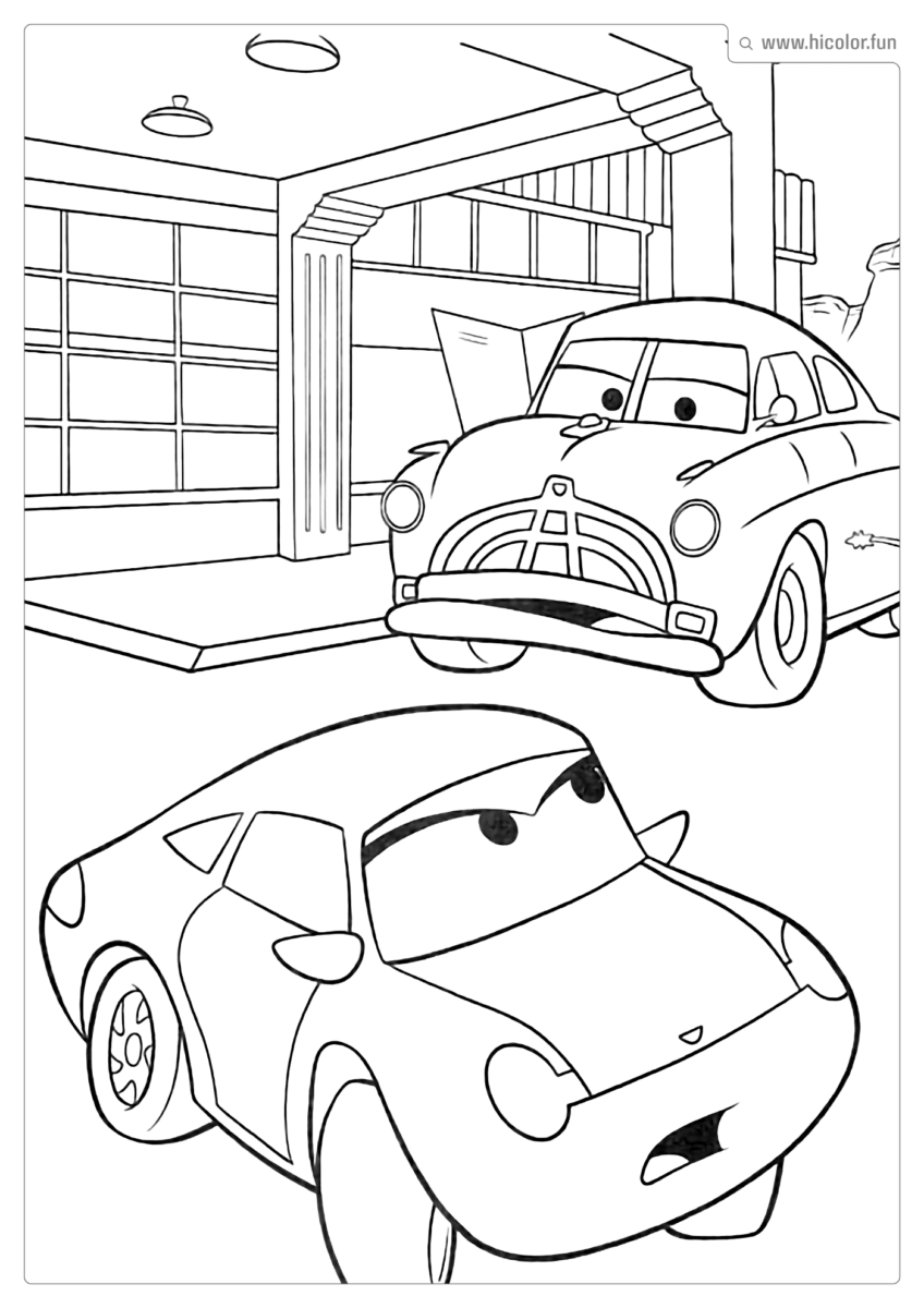 DESENHO PARA COLORIR CARROS DISNEY SALLY E XERIFE