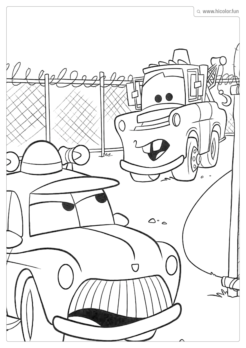 DESENHO PARA COLORIR CARROS DISNEY XERIFE E MATE