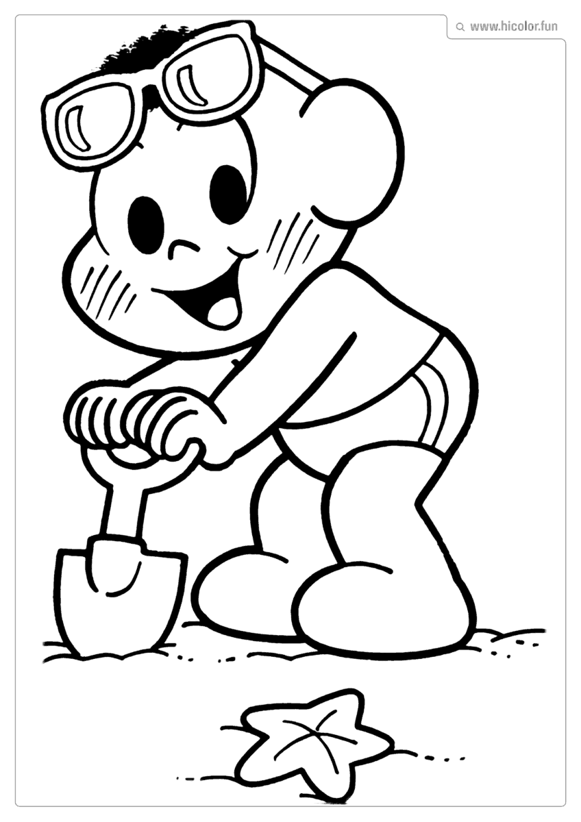 DESENHO PARA COLORIR DA TURMA DA MôNICA BABY BEBE CASCãO PRAIA