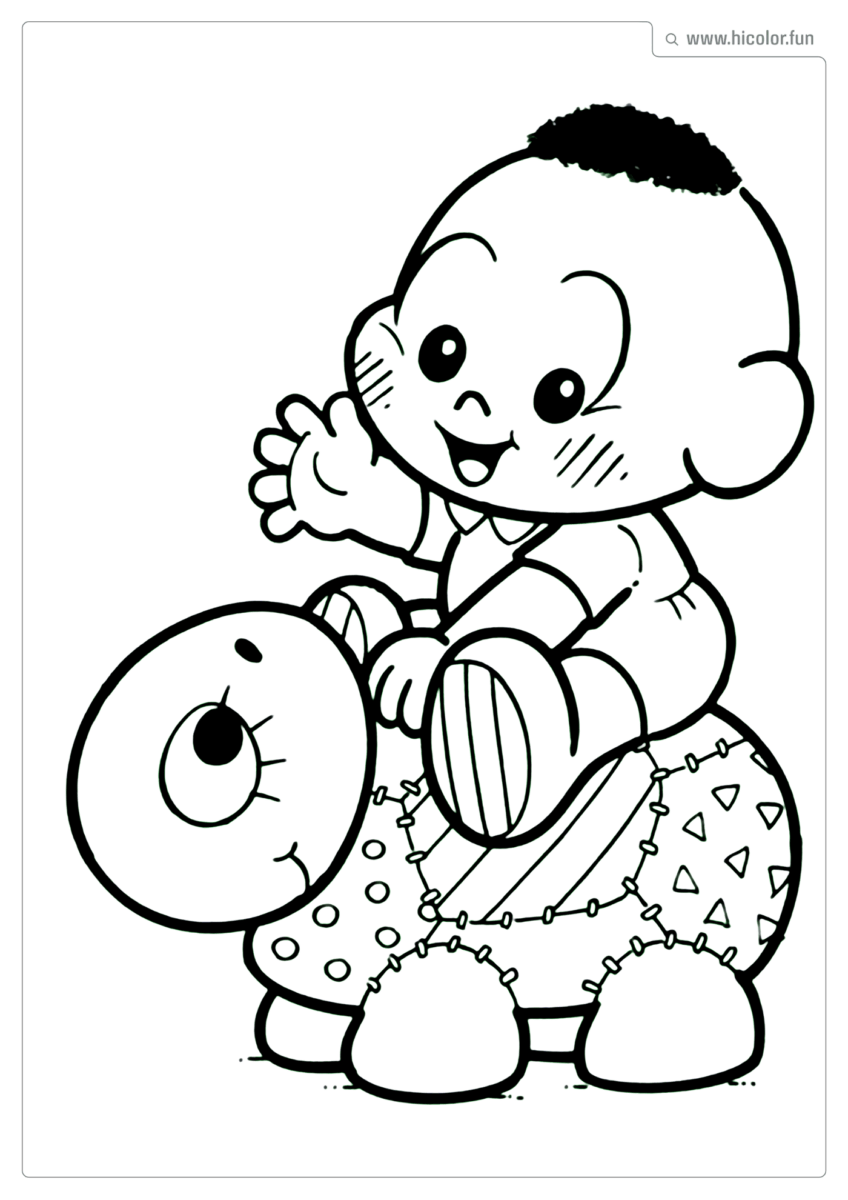 DESENHO PARA COLORIR DA TURMA DA MôNICA BABY BEBE CASCãO TARTARUGA