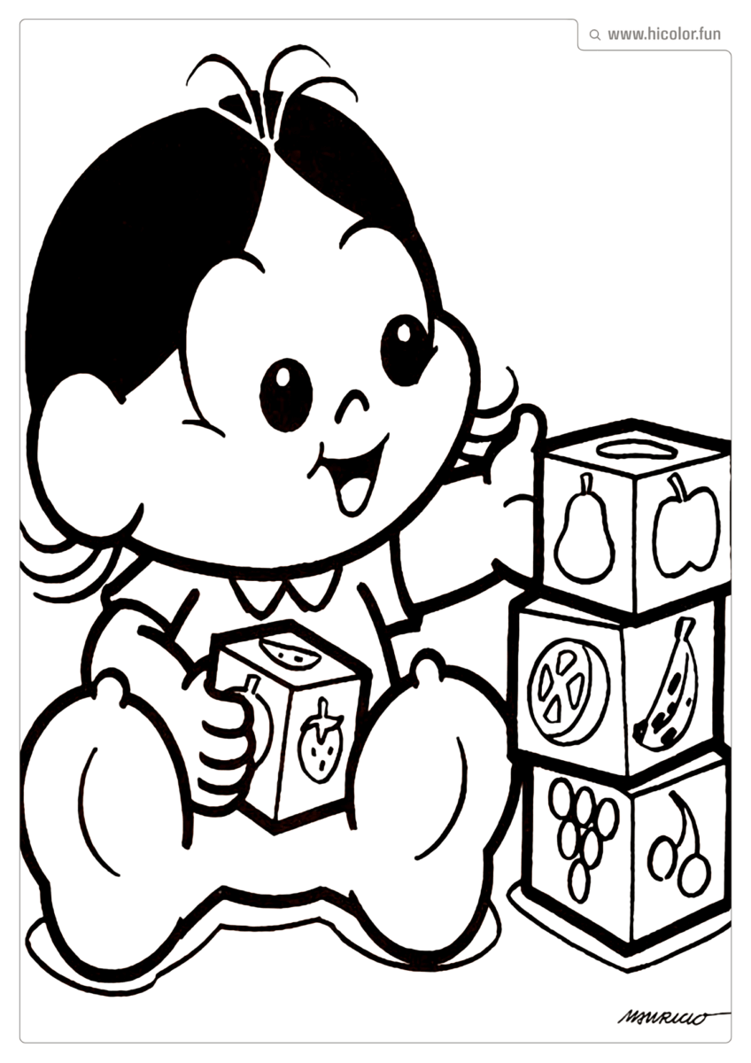 DESENHO PARA COLORIR DA TURMA DA MôNICA BABY BEBE MAGALI BRINCANDO