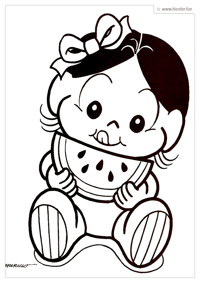 DESENHO PARA COLORIR DA TURMA DA MôNICA BABY BEBE MAGALI MELâNCIA