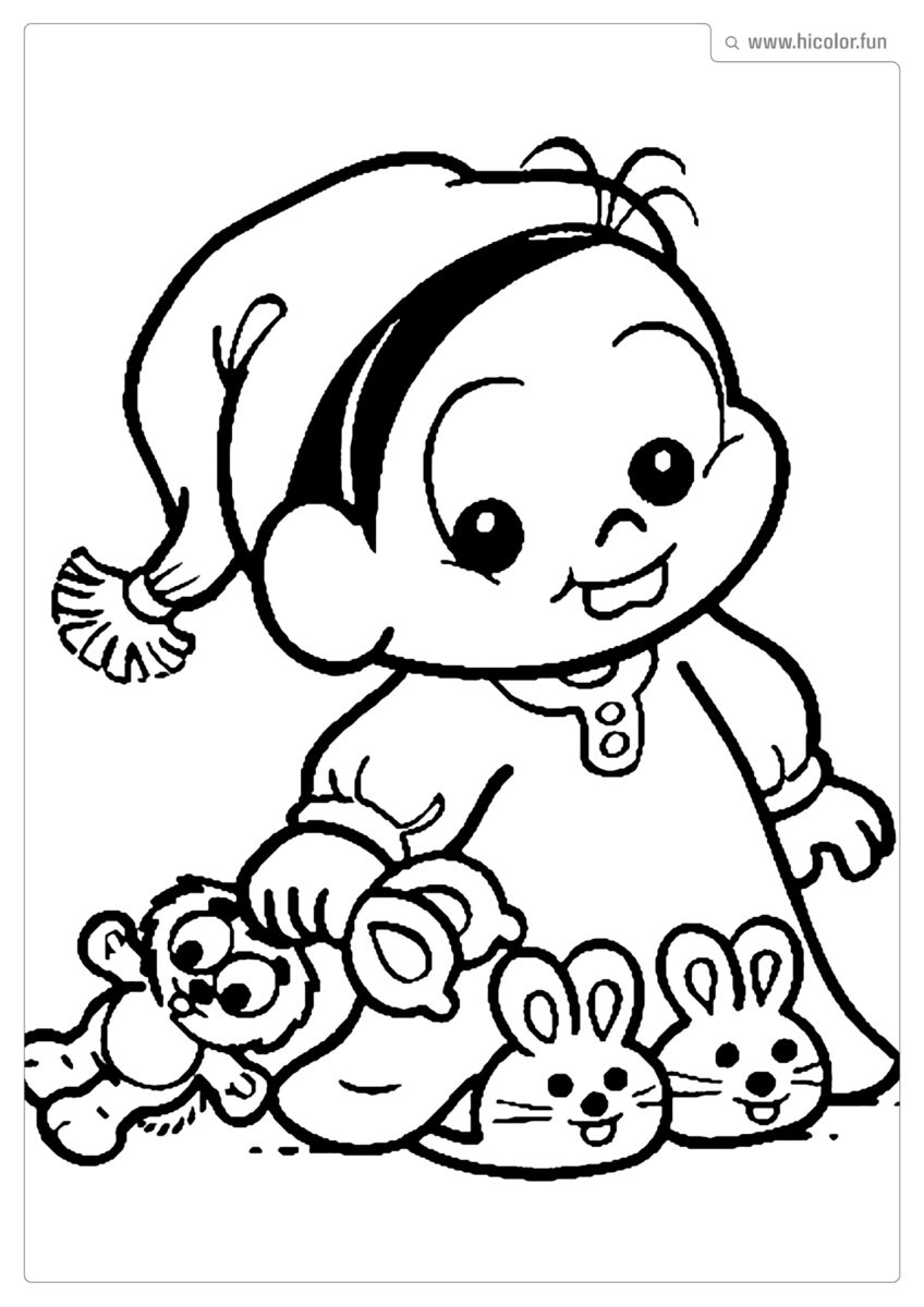 DESENHO PARA COLORIR DA TURMA DA MôNICA BABY BEBE SANSãO E MONICA DORMIR