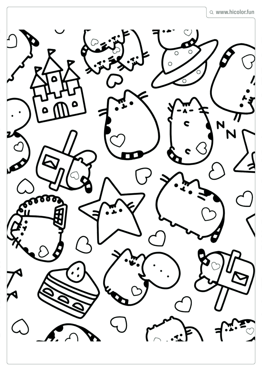 DESENHO PARA COLORIR DE GATO BOLO E CONTO DE FADAS KAWAII PARA IMPRIMIR