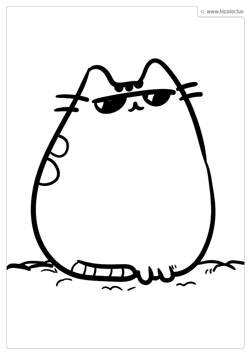 DESENHO PARA COLORIR DE GATO KAWAII COM óCULOS ESCUROS FOFO SENTADO PARA IMPRIMIR