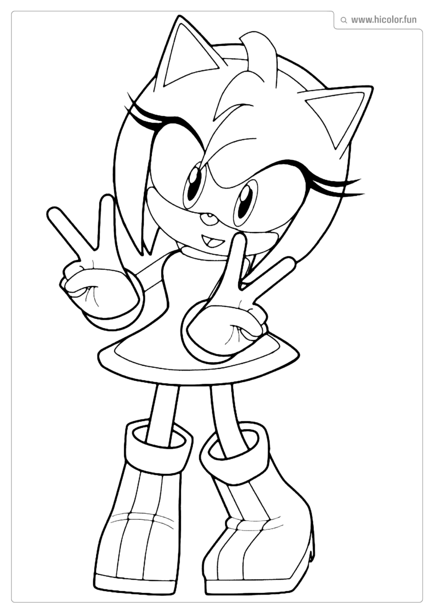 DESENHO PARA COLORIR DO SONIC AMY ROSE PARA IMPRIMIR 3