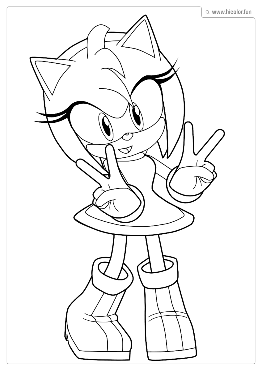 DESENHO PARA COLORIR DO SONIC AMY ROSE PAZ E AMOR PARA IMPRIMIR