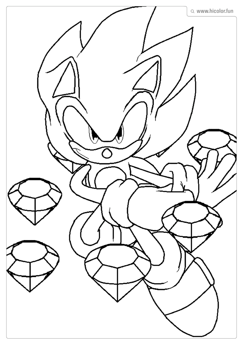 DESENHO PARA COLORIR DO SONIC DIAMANTES PARA IMPRIMIR